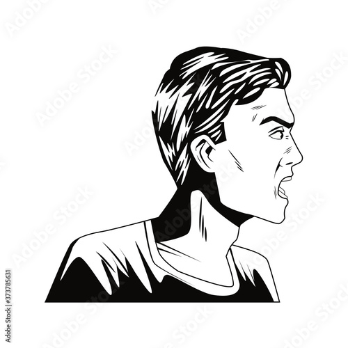 young man screaming character pop art style