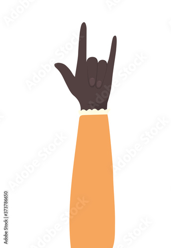 rock sign with black hand design, diversity people multiethnic race and community theme Vector illustration