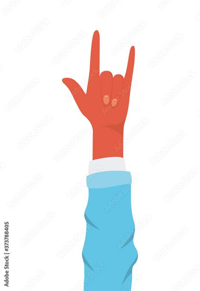 rock sign with hand design of People arm finger person learn communication healthcare theme Vector illustration