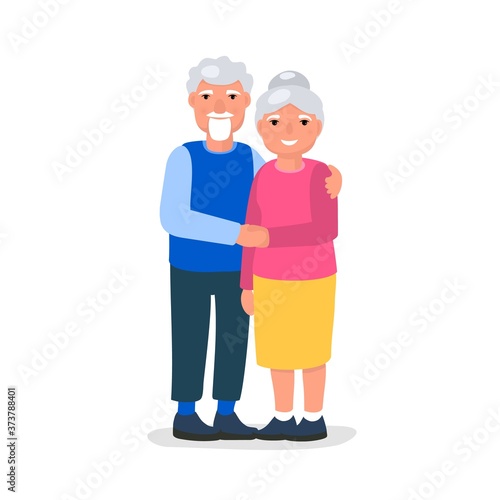 Happy Grandparents Day Greeting with smiling grandfather and grandmother vector illustration