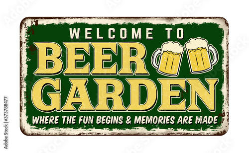 Beer Garden vintage rusty metal sign