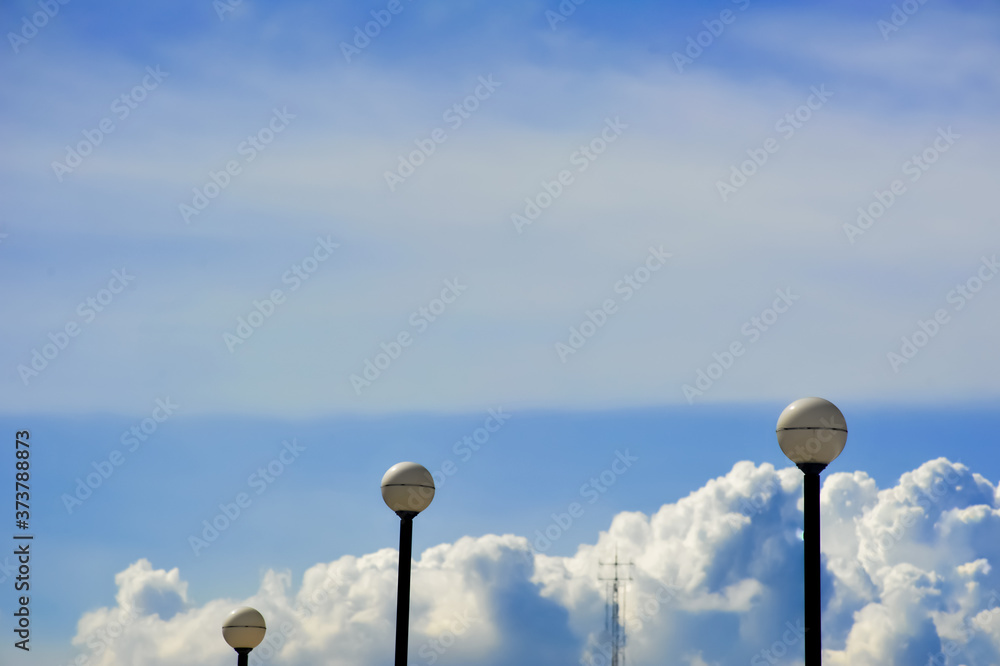 Lamp pole with cloudy sky background in Bangkok Thailand Lamp pole with cloudy sky background in Bangkok Thailand