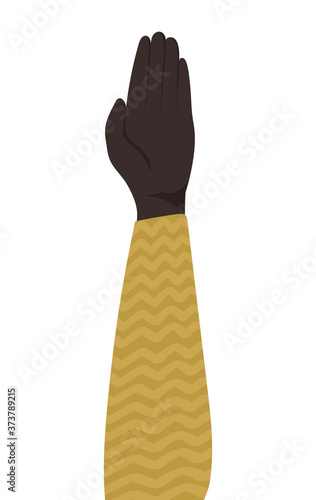 black hand up design, diversity people multiethnic race and community theme Vector illustration