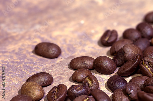 dark roasted coffee beans in brown tones