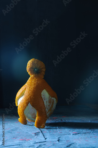 human figure from orange peel