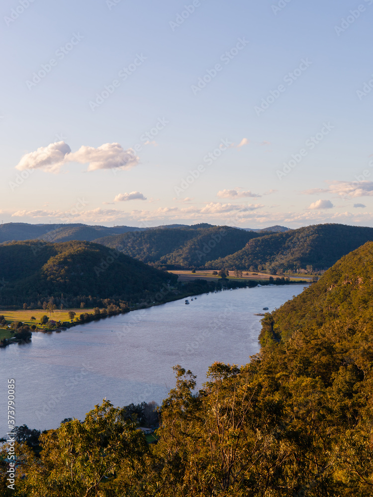 Scenic view of Hawkesbury River from Hawkins lookout, Sydney, Australia.