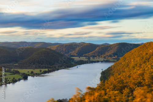 Cloudy sunset view from Hawkins lookout, Hawkesbury River, Sydney, Australia. © AlexandraDaryl