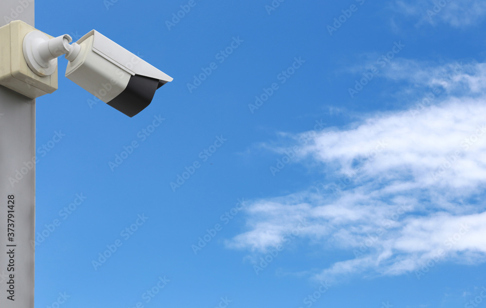 CCTV tool on blue sky background. CCTV tool on blue sky background.