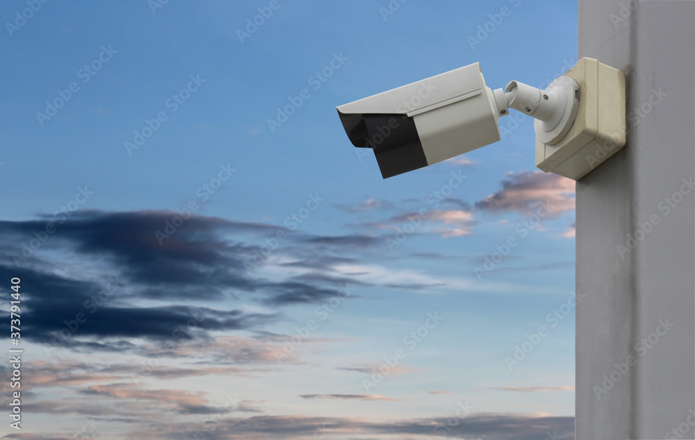 CCTV tool on twilight sky background. CCTV tool on twilight sky background.