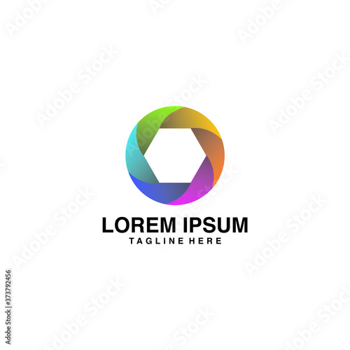 Photo logo template. Colorful Vector illustration. 