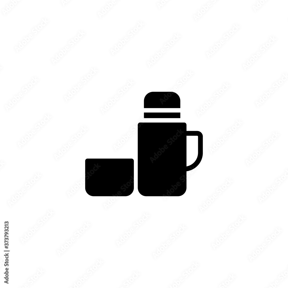 Thermos icon in black flat glyph, filled style isolated on white background Thermos icon in black flat glyph, filled style isolated on white background
