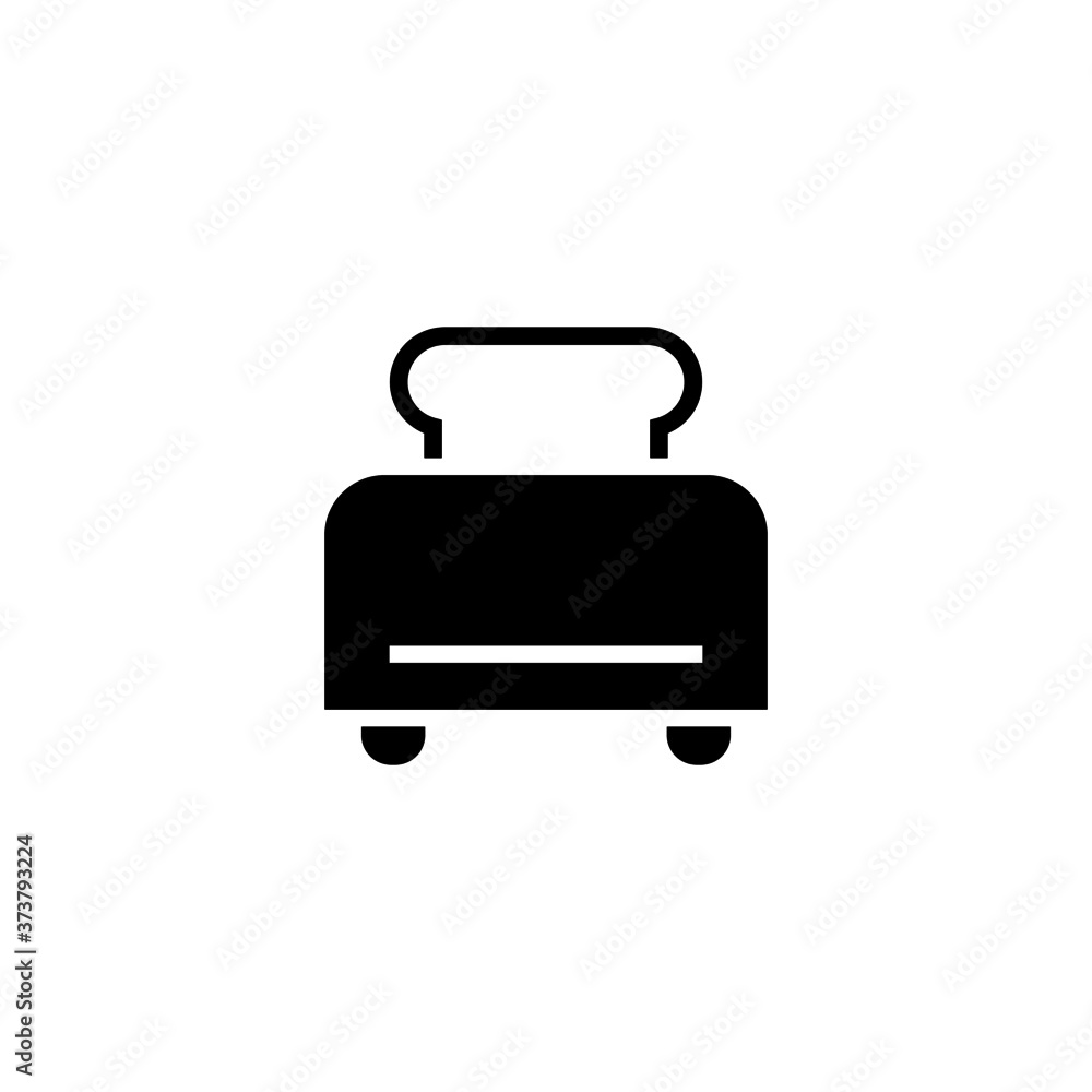 Toaster Icon in black flat glyph, filled style isolated on white background Toaster Icon in black flat glyph, filled style isolated on white background