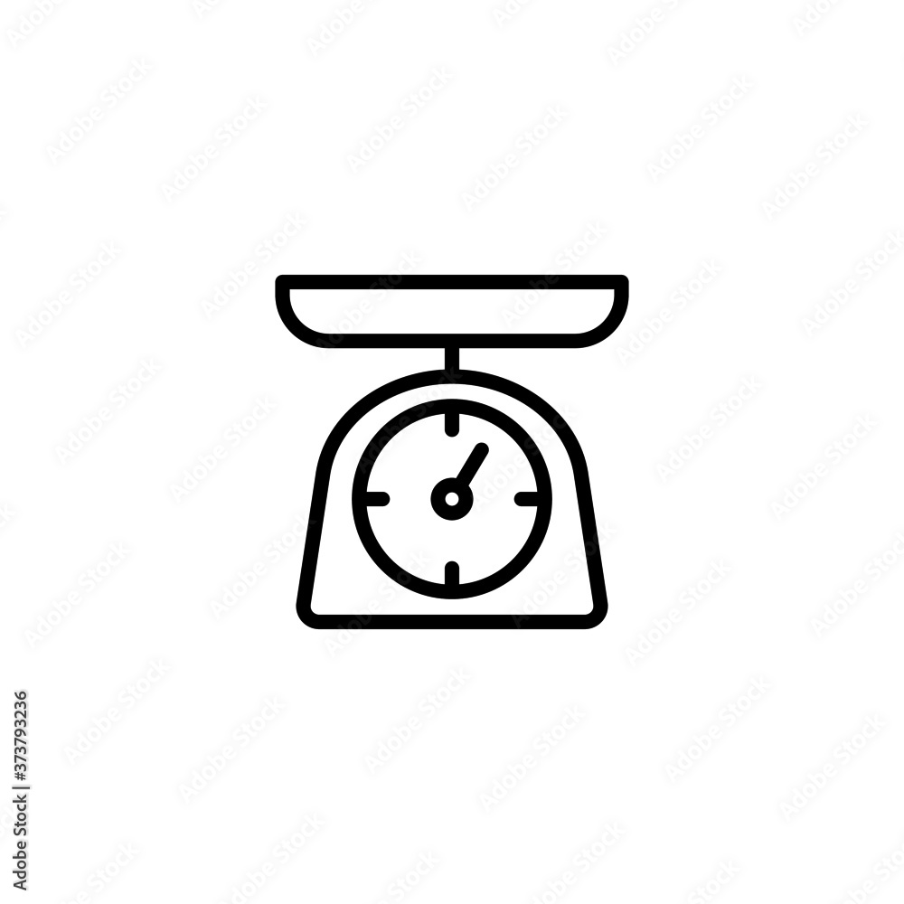 Kitchen Scale Icon in black line style icon, style isolated on white background Kitchen Scale Icon in black line style icon, style isolated on white background