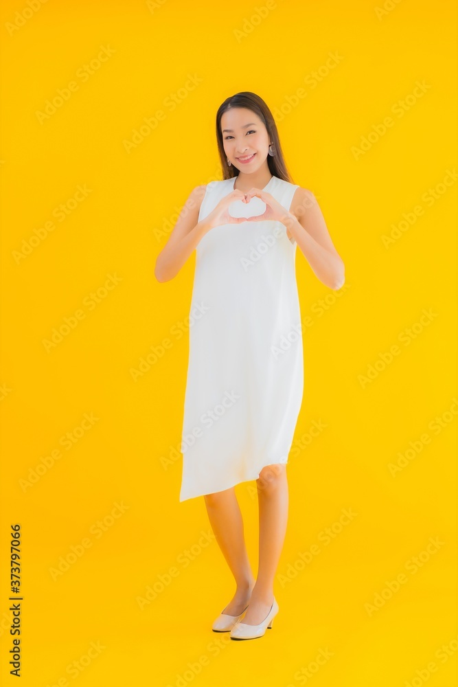 Portrait beautiful young asian woman in action Portrait beautiful young asian woman in action