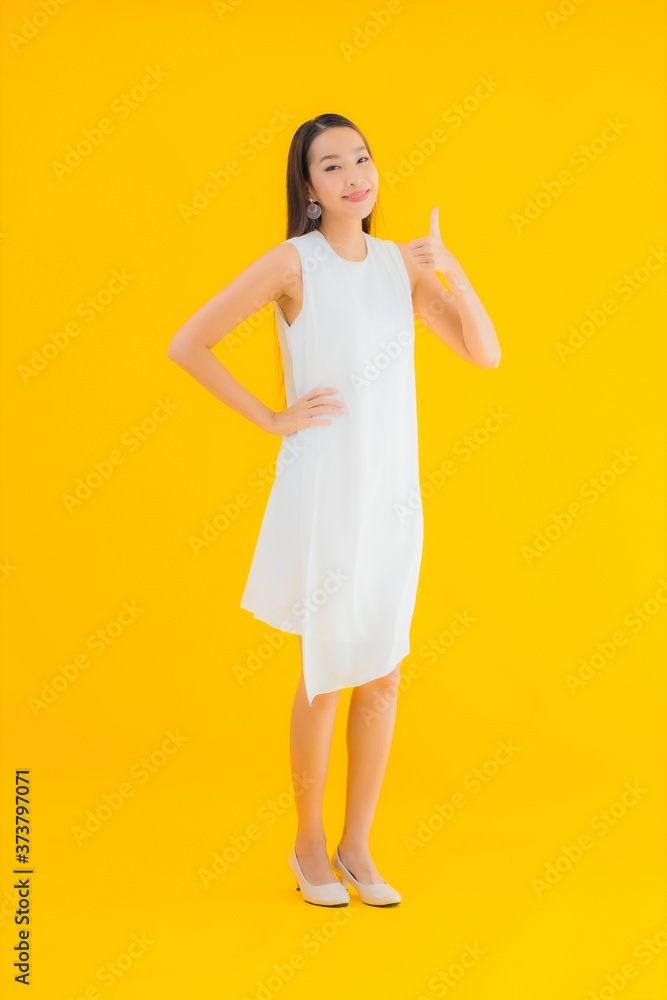 Portrait beautiful young asian woman in action Portrait beautiful young asian woman in action