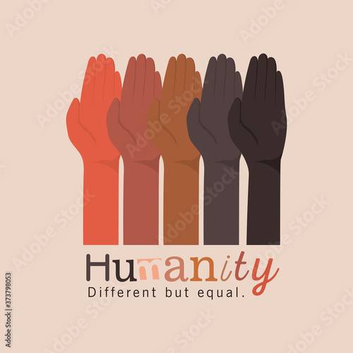 humanity different but equal and diversity open hands up design, people multiethnic race and community theme Vector illustration