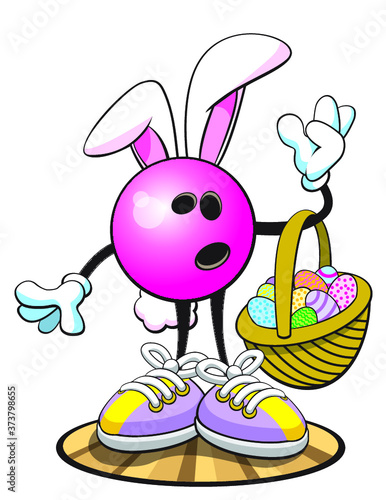 Bowling ball character Easter Bunny