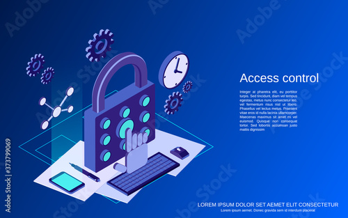Access control flat isometric vector concept illustration
