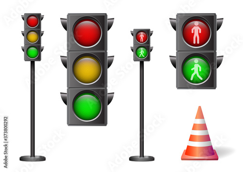 Realistic traffic lights isolated