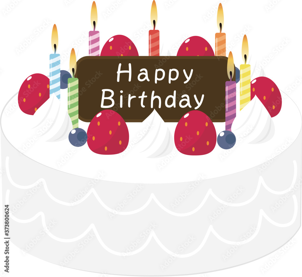 誕生日ケーキ イチゴケーキのイラスト Stock Vector Adobe Stock