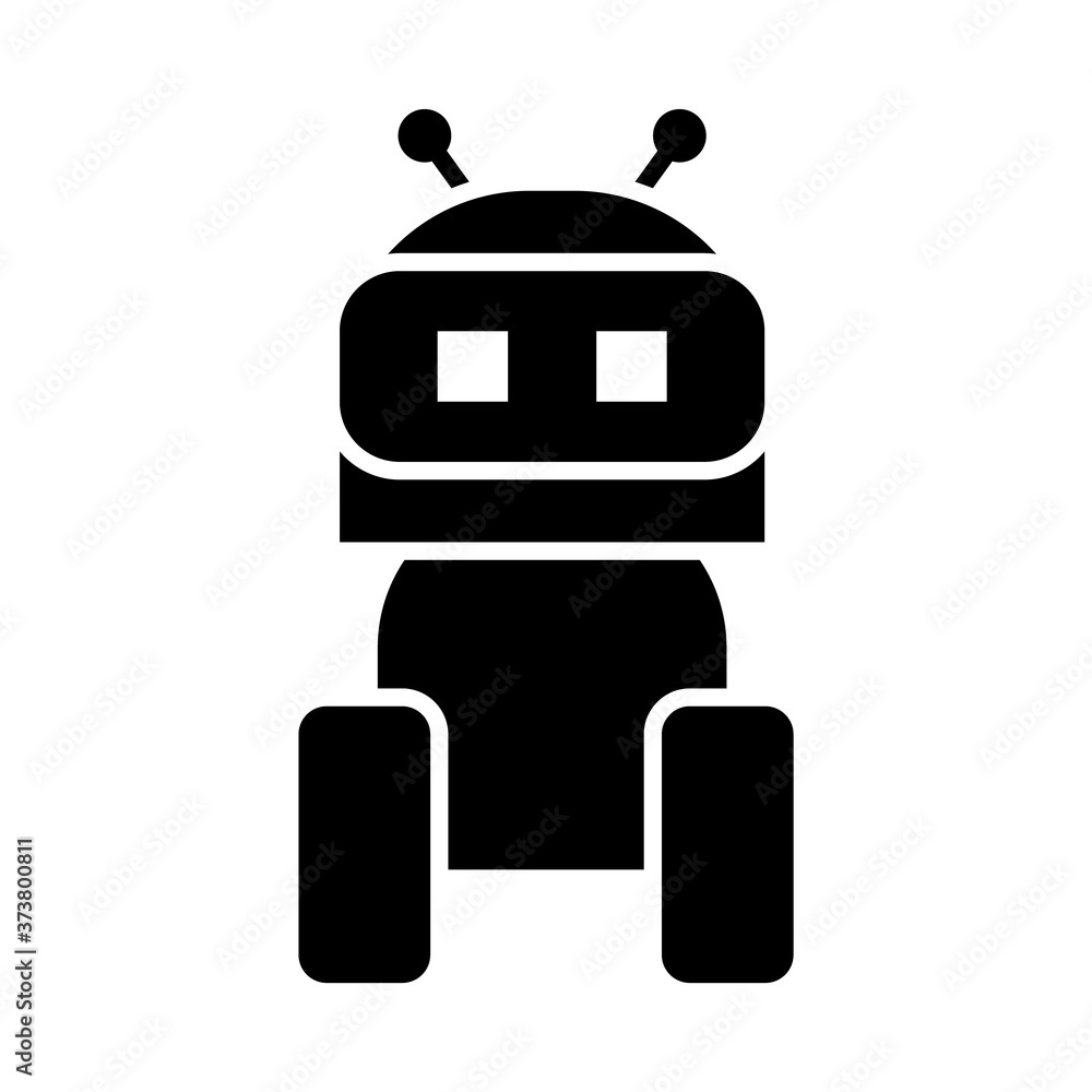 cute robot with wheels icon, silhouette style cute robot with wheels icon, silhouette style