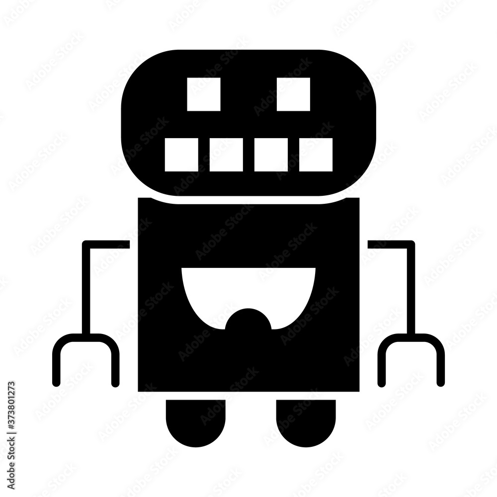 cartoon robot with smiley face, silhouette style cartoon robot with smiley face, silhouette style