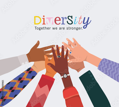 diversity together we are stronger and hands touching each other design, people multiethnic race and community theme Vector illustration