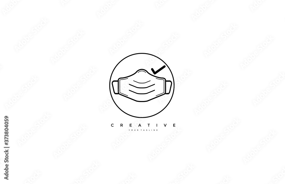 Creative Simple Vector Mask Icon with Check Mark Creative Simple Vector Mask Icon with Check Mark