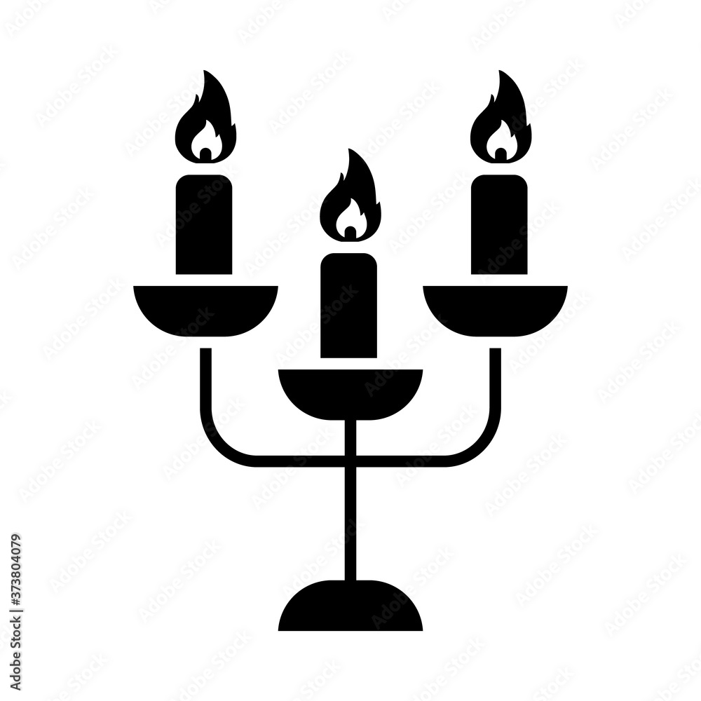 candelabro with candles icon, silhouette style candelabro with candles icon, silhouette style