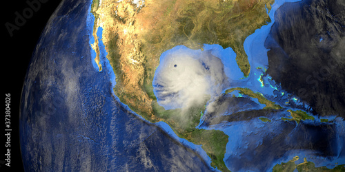 Hurricane Laura from Space. Extremely detailed and realistich high resolution 3d illustration. Elements of this image are furnished by NASA.