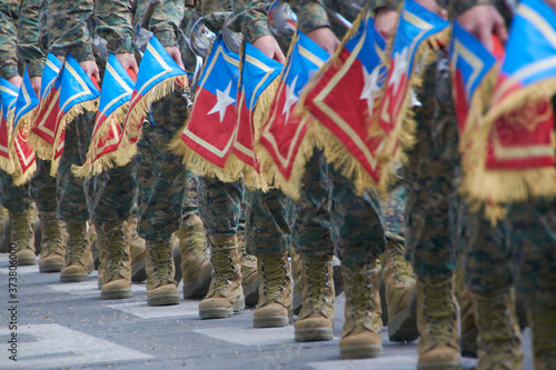 Soldiers in the military parade - Boots detail photo