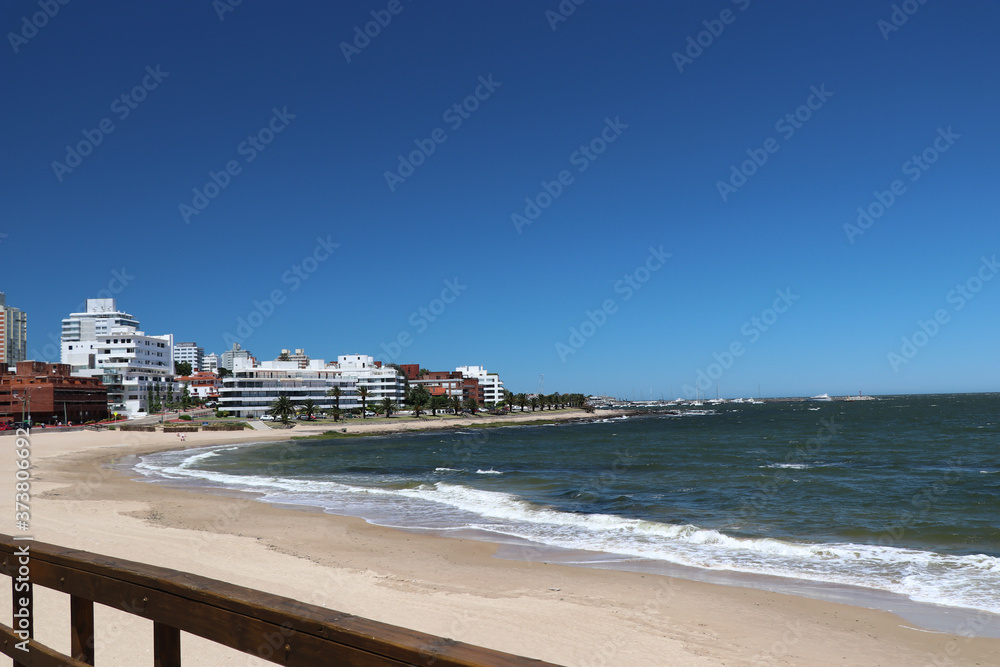 Panoramic view from the edge of Mansa beach Panoramic view from the edge of Mansa beach