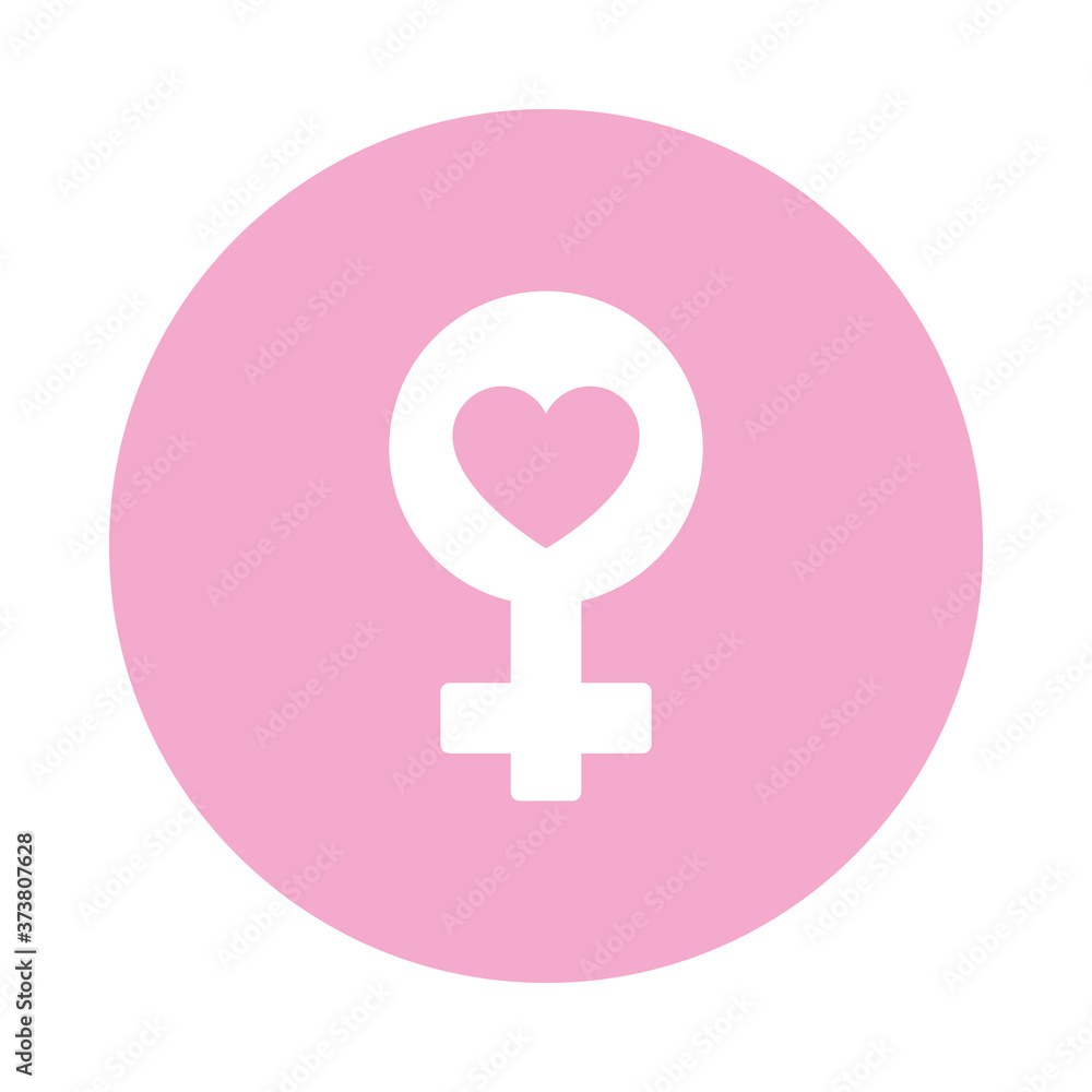 female gender symbol with heart icon, block style female gender symbol with heart icon, block style