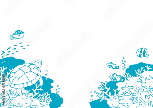 海底の魚たち　イラスト　背景イラスト