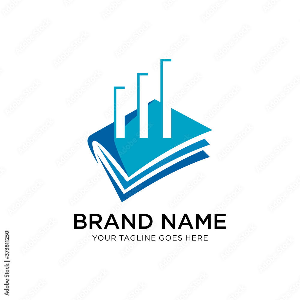 Obraz premium financial book logo design vector template ,Financial Marketing Business Bar Chart Book Education Symbol Logo, accounting logo