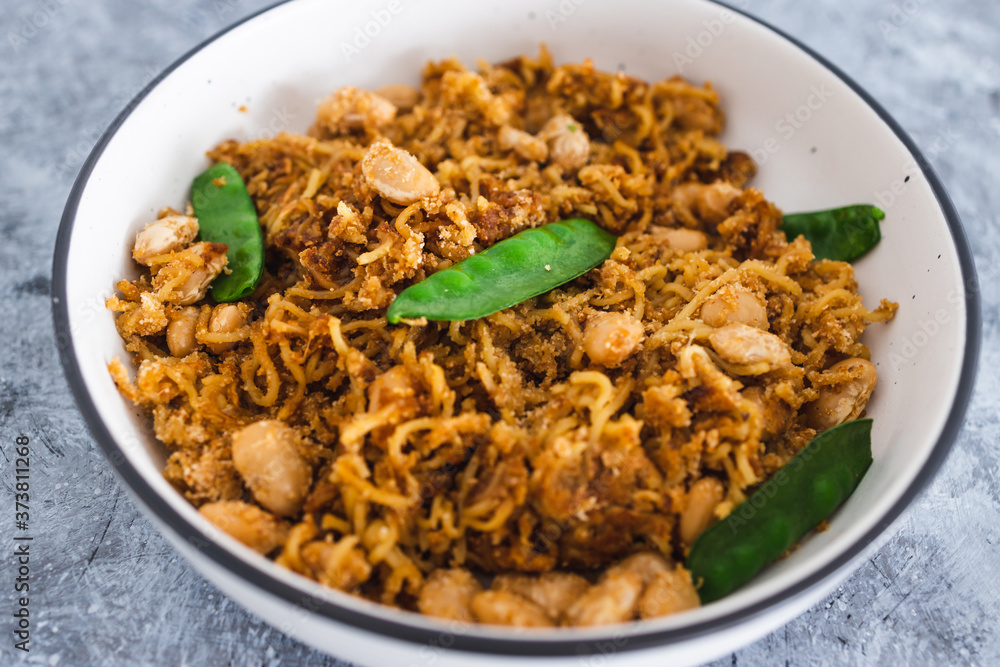 plant-based food, vegan ginger noodles with butter beans and snap peas plant-based food, vegan ginger noodles with butter beans and snap peas