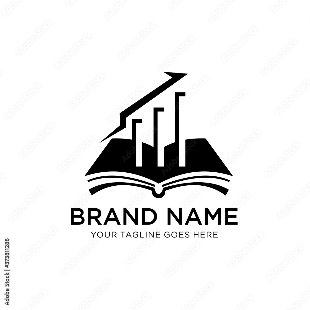 financial book logo design vector template ,Financial Marketing Business Bar Chart Book Education Symbol Logo, accounting logo