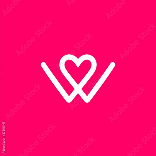 heart in letter W vector