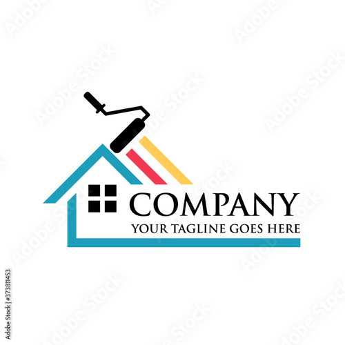 colorful paint house logo design vector, House Paint Logo Design Concept Vector, Home House Painting Service Coloring Logo Design Template Vector