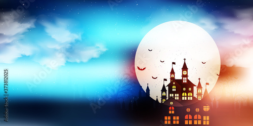 ハロウィン　城　風景　背景
