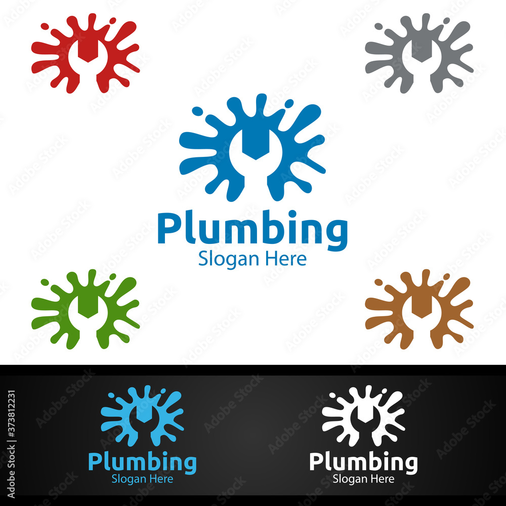 Splash Plumbing Logo with Water and Fix Home Concept