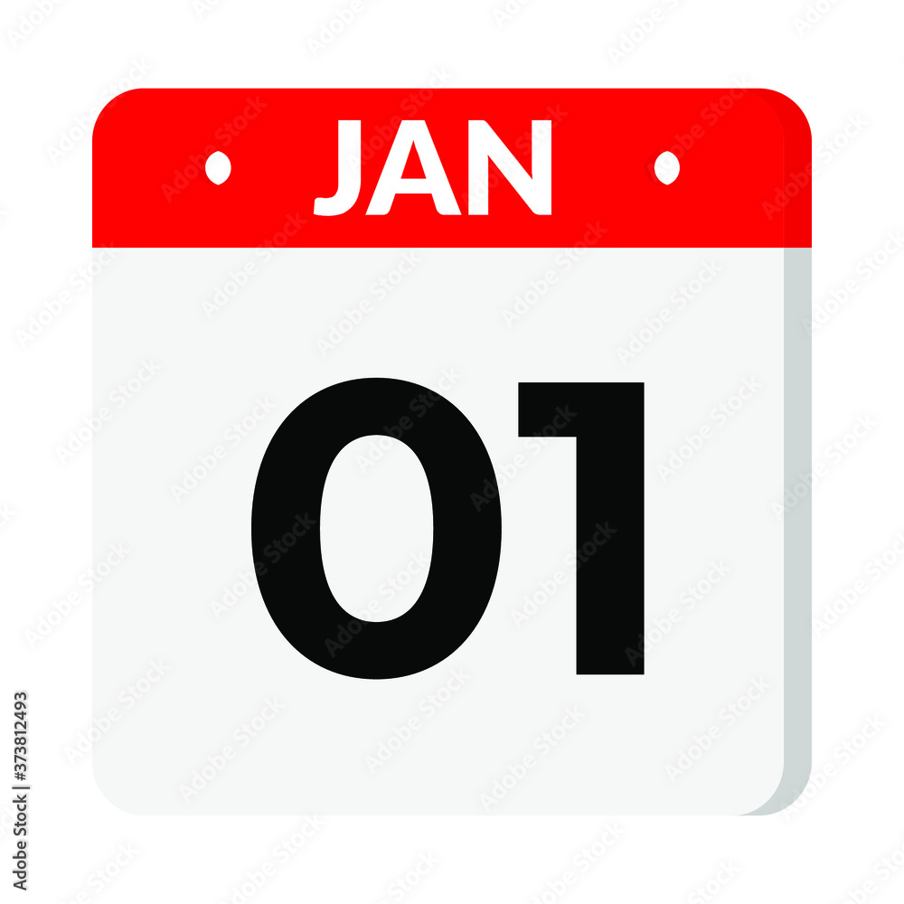 Fototapeta premium 01 January calendar icon
