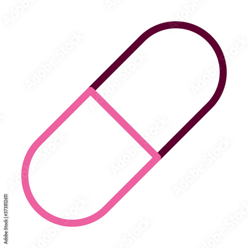 medication capsule icon, half color half line style