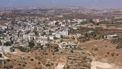 Aerial View over Mosque in Palestine Town Biddu,Near Jerusalem
Mosque under construction, Drone, August,2020,Israel
 photo