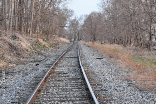 Autumn railroad track