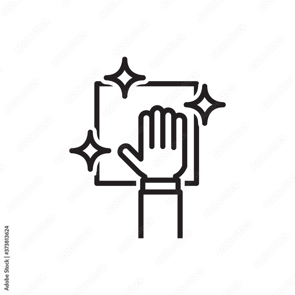 Clean surface outline icon, easy cleaning symbol for graphic design