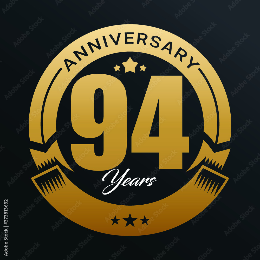 Fototapeta premium Anniversary logo, Year Anniversary logo design celebration, luxurious golden color logo. 