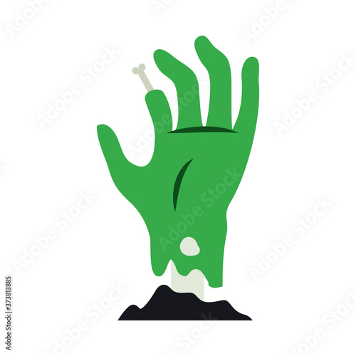 zombie hand out of the ground icon, flat style
