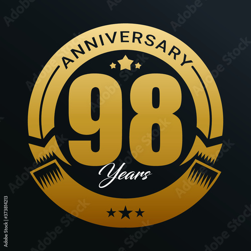 Anniversary logo,  Year Anniversary logo design celebration, luxurious golden color logo.  photo