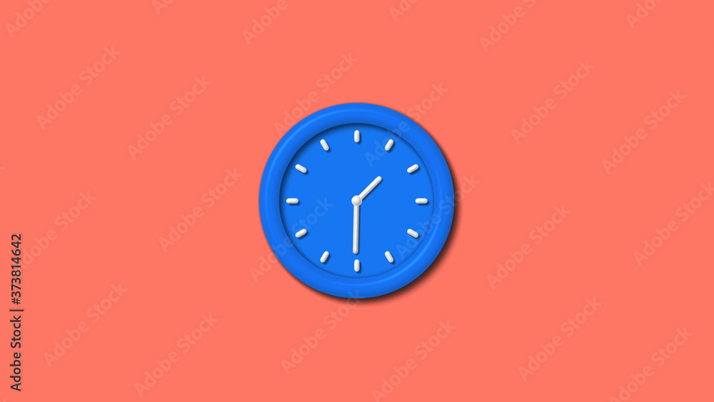 Aqua color 12 hours 3d wall clock icon on red light background,Counting down clock icon Aqua color 12 hours 3d wall clock icon on red light background,Counting down clock icon